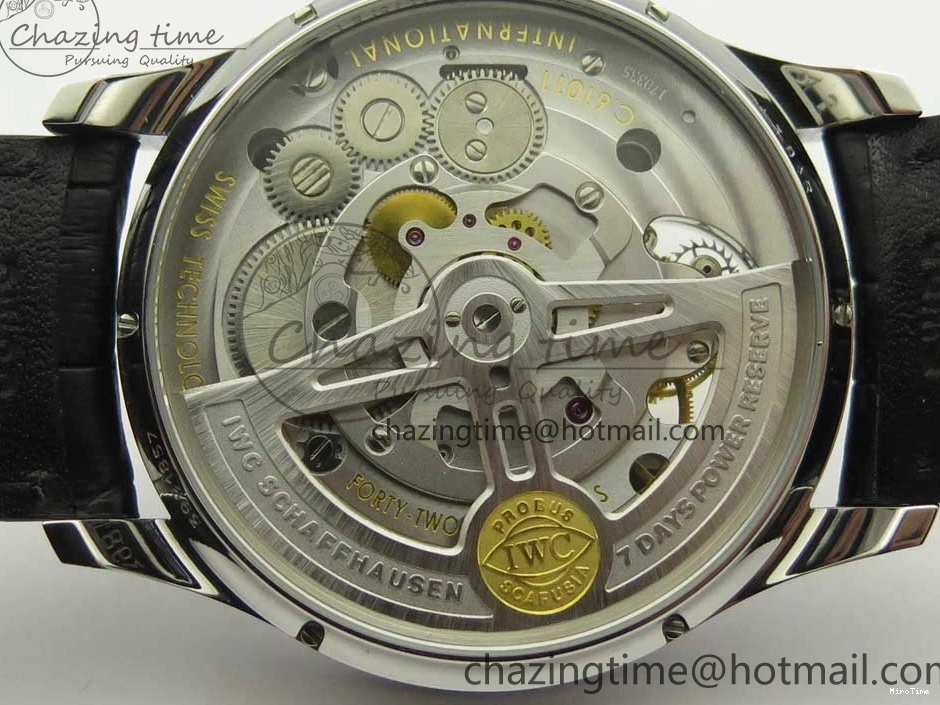 MIROTIME 0809 Portuguese Tourbillon IW5046 SS ZF Best Edition Gray Dial on Black Leather Strap SunProtective 7147